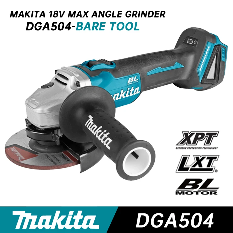 Makita DGA 504 ZE - Amoladora Angular Con Batería (18 V, 125 Mm, Sin Escobillas, Incluye 1 Inserto Para Makpac, Sin Batería, Sin Cargador