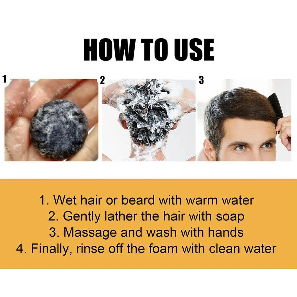 Description Picture 3 of itemHair Darkening Shampoo Soap Bar Bamboo Charcoal Repair Organic Natural Color Body Gray Dye White Hair Conditioner Hair Hair K6A6