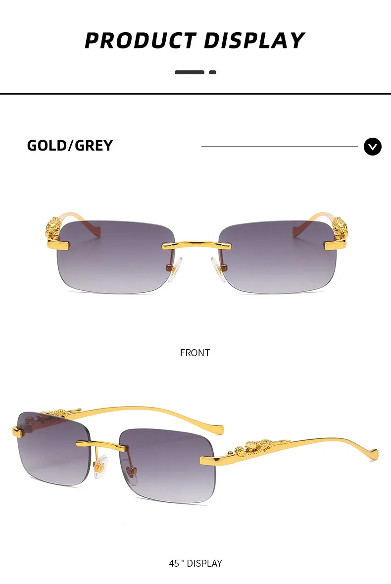 Rectangle Sunglasses For Men And Women Retro Rimless Uv400_voghion.com