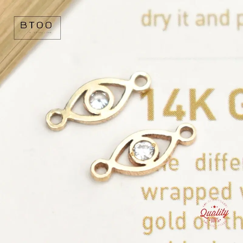 14K Gold gefüllter Auge Charm mit Zirkon Doppelloch-Anschluss Anhänger für Halskette DIY Schmuck anlaufgeschützte Schmuckzubehör – Detail 13