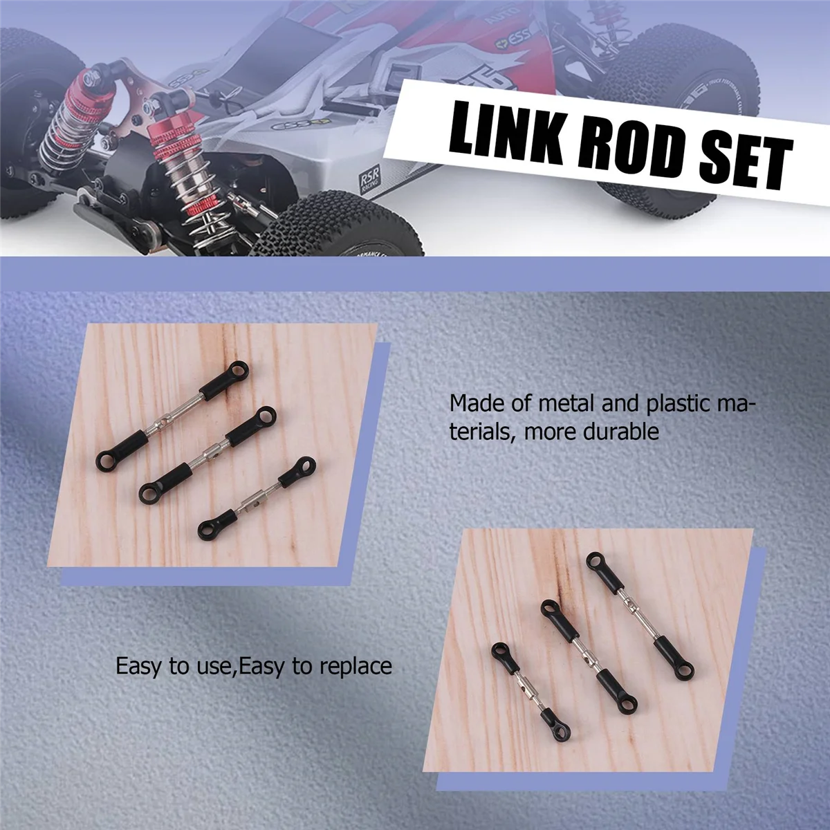 7Pcs Front Rear Tie Rod Linkage Servo Link Rod Set for Wltoys 144001 144010 124016 124017 124019 RC Car Spare Parts 4