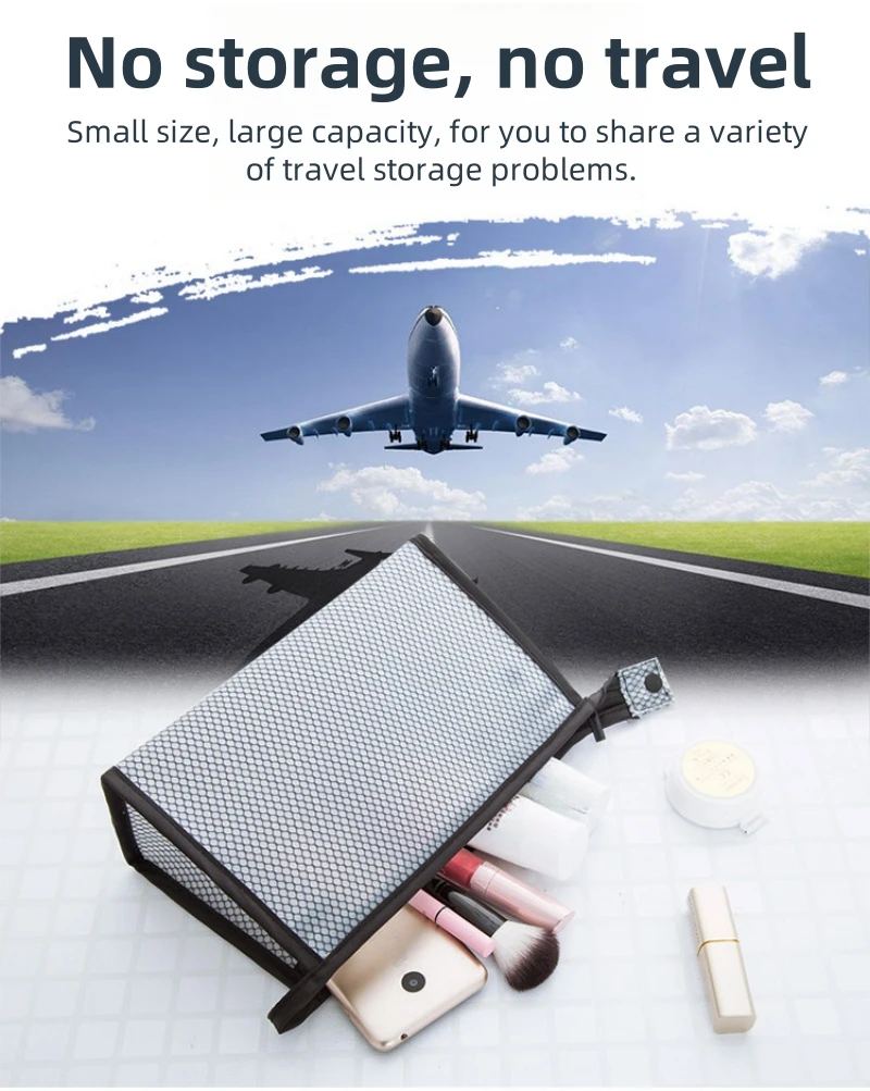 Description Picture 2 of itemMesh Makeup Bag Zipper Pouch Cosmetic Organizer Case Travel Toiletry Bags Organize Supplies Daily Cosmetics Accessories for