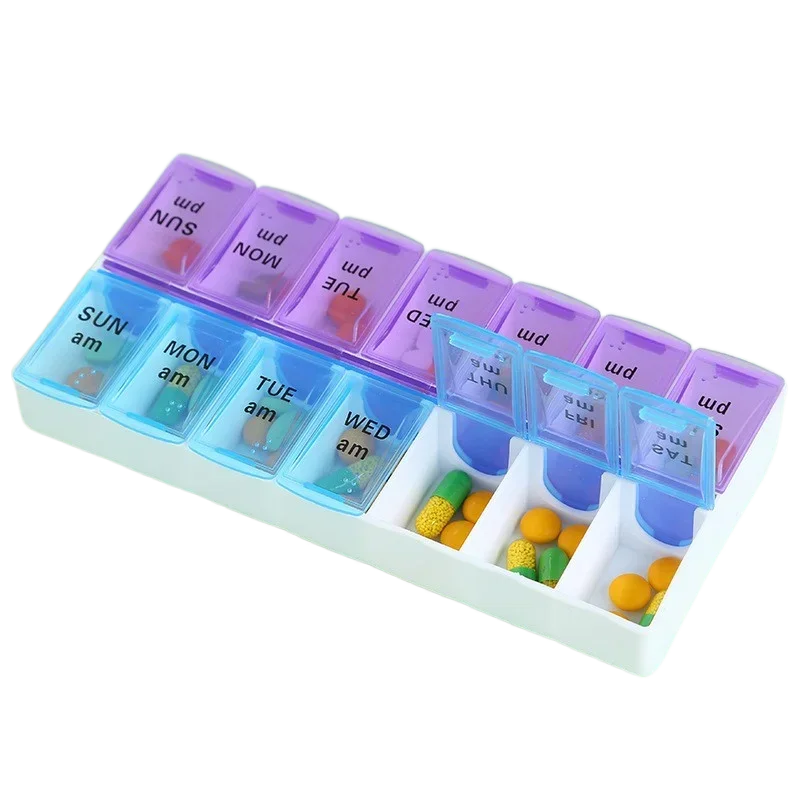 

14 Grids Weekly Pill Case 7 Days Medicine Box Tablet Dispenser Organizer Pill Box Splitters Plastic Storage Box pill container