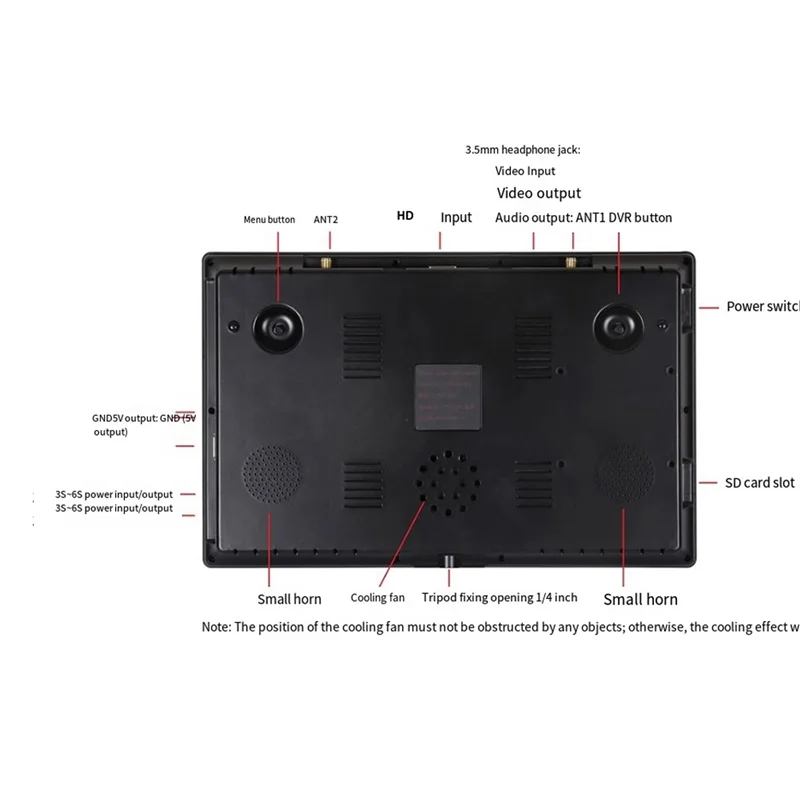 호크 아이 캡틴 X 10.2인치 1024X600 DVR 5.8G 듀얼 수신기 1000 Lux FPV 모니터 (RC FPV 레이싱 드론용)