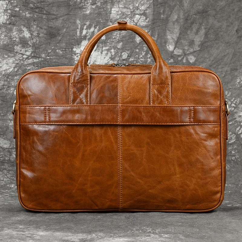 Luufan Men's Briefcase Big Genuine Leather Fit 16" Laptop Business Handbag Cow Leather Messenger Shoulder Bag Male Work Tote Red 3