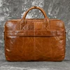 Luufan Men's Briefcase Big Genuine Leather Fit 16" Laptop Business Handbag Cow Leather Messenger Shoulder Bag Male Work Tote Red 3
