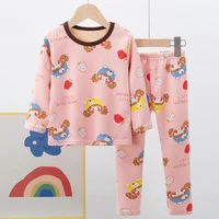 2 pièces hiver plus velours enfants mignon motif imprimé pantalon à manches longues pour garçons et filles Joker pyjamas service à domicile s 3