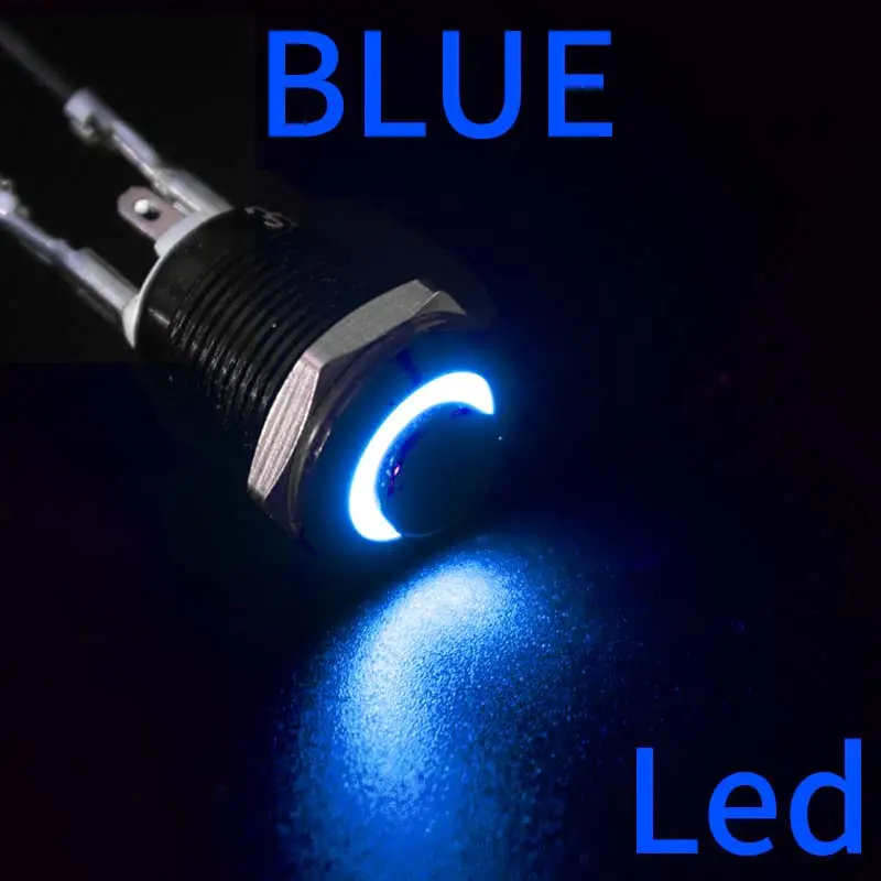 1NO High head Waterproof Metal Push Button Switch LED Light Self-locking/reset 3/6/12/24/220V 8/10/12/16mm Oxidized black image 12