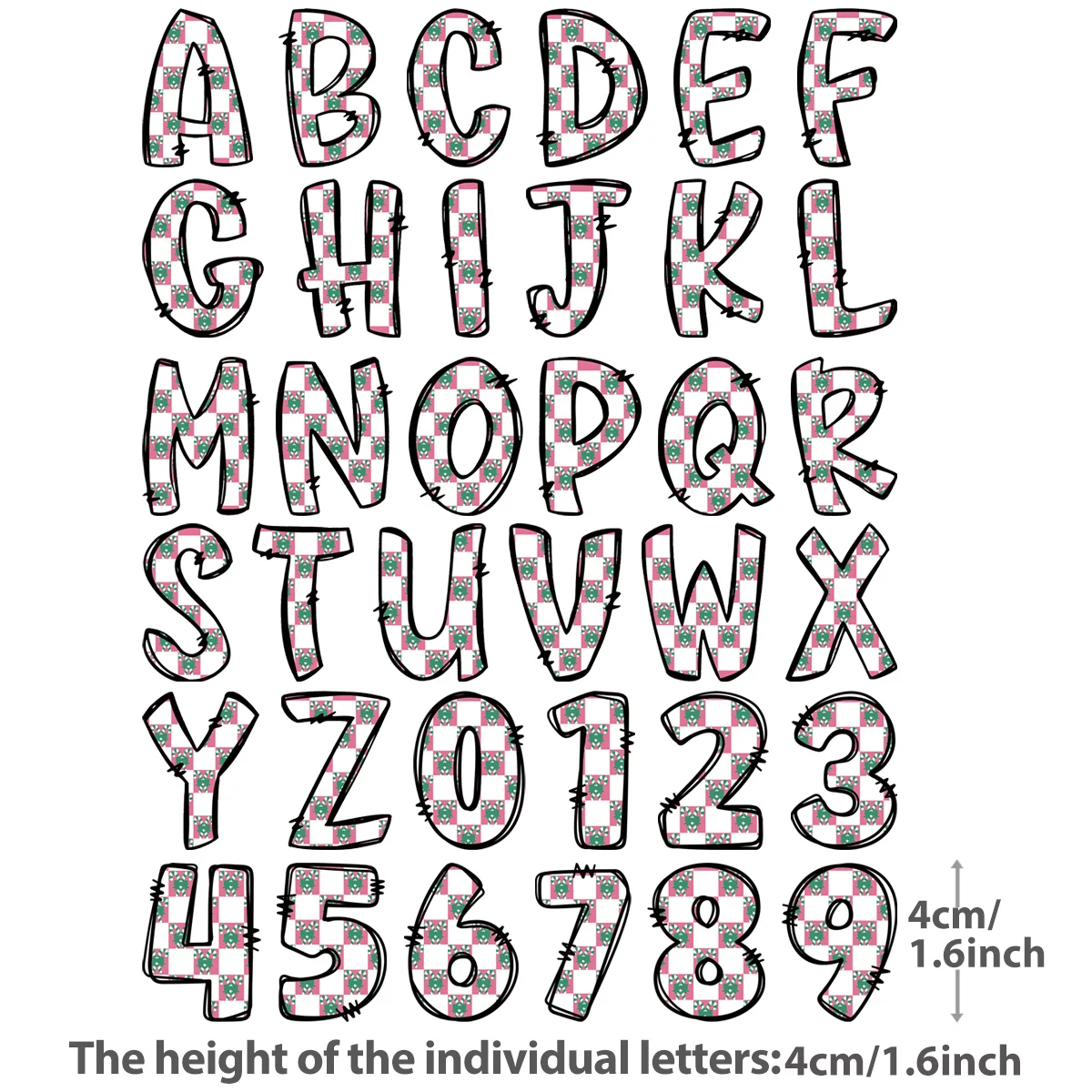 Weihnachten Buchstaben A-Z 0-9 Eisen auf Patch wärme-kleber individuelle Aufkleber T-Shirt Diy Parches Ropa Kleidung Aufkleber Eisen auf Transfer – Detail 3