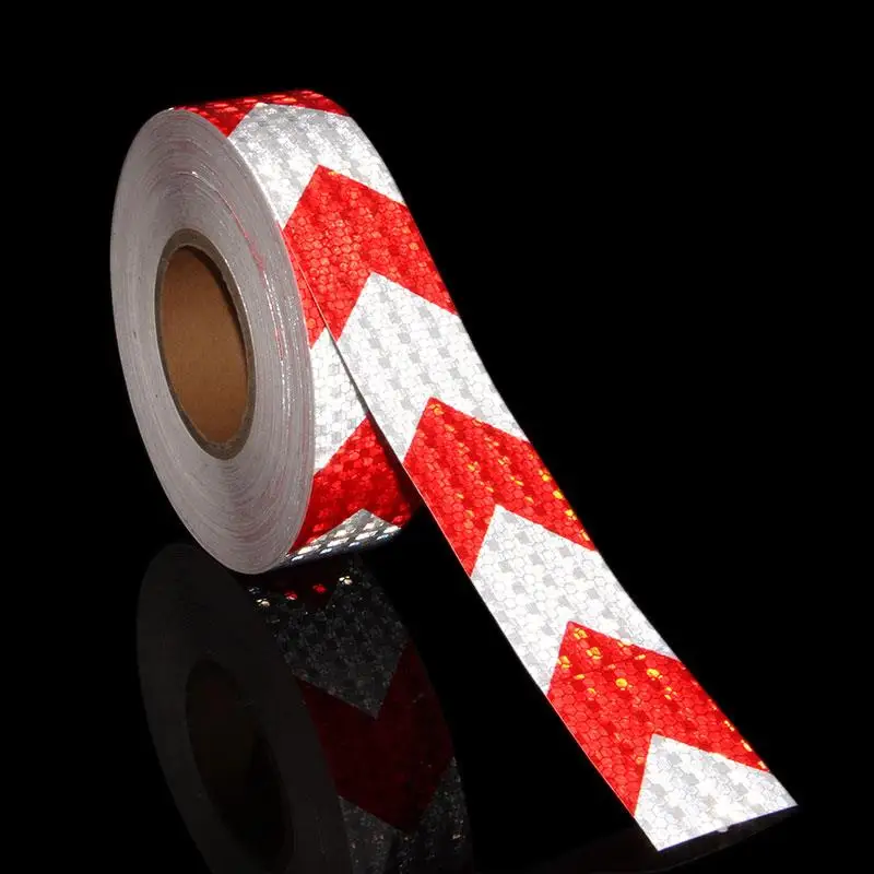 5M Reflective Tape Yellow Black Red Arrow Car Sticker Motorcycle Safety Warning Reflector Tape Adhesive Stickers For Bicycle