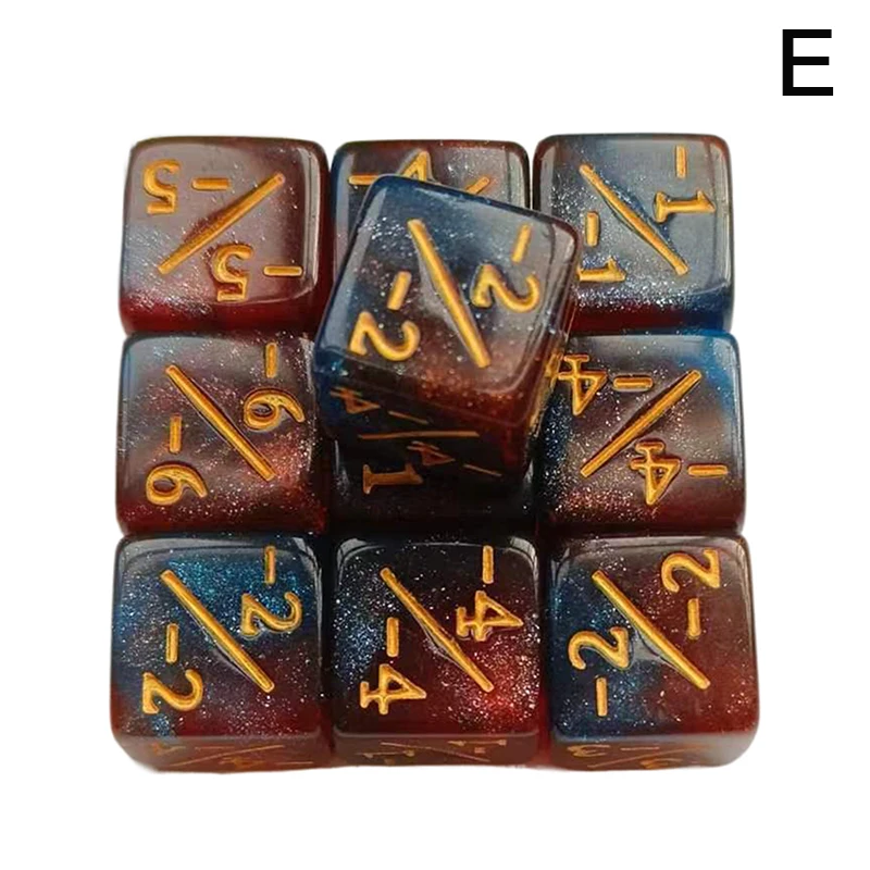 10pcs Six Sided Dice Set D6 Counters +1/+1 And -1/-1 Set For Math Teaching Game Accessories Kid Arithmetic Toys