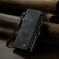 Luxury Removable Leather Wallet Phone Case with Card Stand - Galaxy S20 Plus (Black)