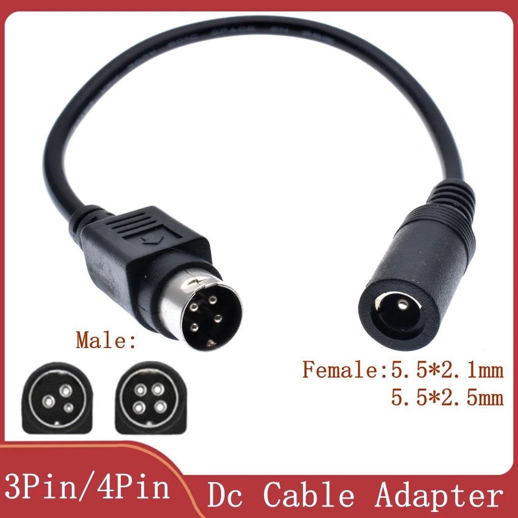 Female 5.5*2.5mm to male 3-Pin / 4-Pin Cable Lead For SATO TG-5011-19V-ES Just a 4-Pin cable For TV LCD VCR power supply