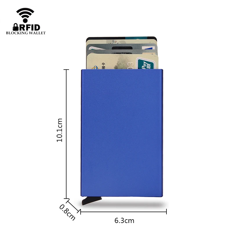 Rfid Smart Wallet Card Holder Metal Thin Slim Men Women Wallets Pop Up...