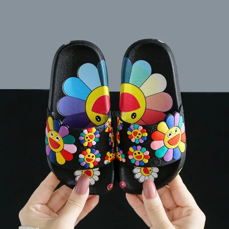 Sunflower Slippers for Girls New Summer Kids Beach Shoes Baby Toddler Soft Indoor Slippers Children Sandals 3