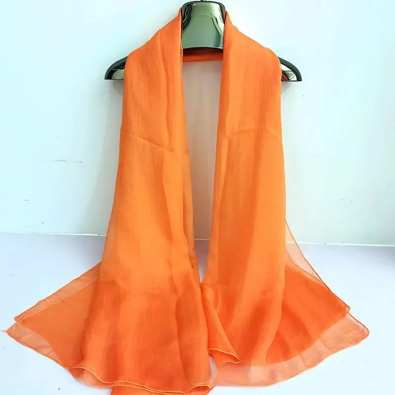 Elegant Red Silk Chiffon Scarf - Women's Fashionable Spring Autumn Shawl