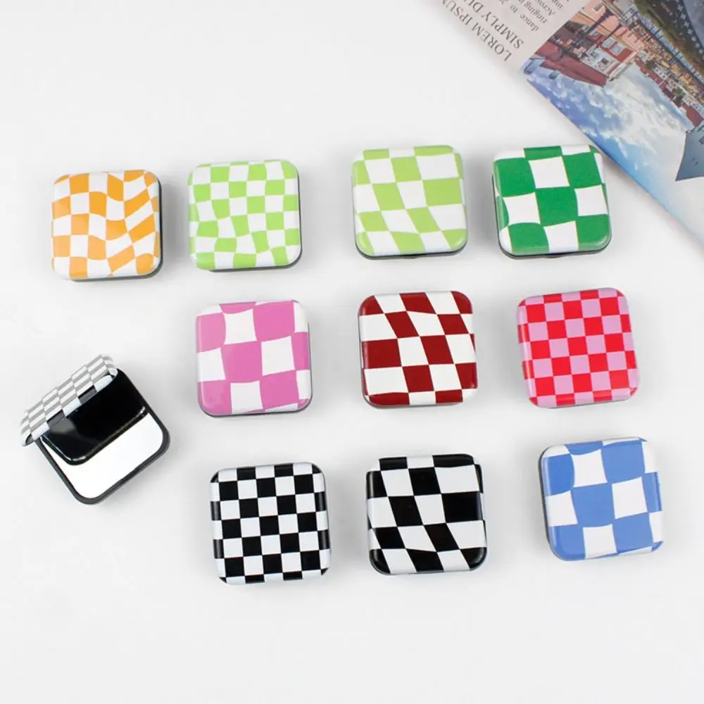 Compact Mirror Cellphone Finger Grip Gift for her Women Girls Cosmetic Mirror Phone Stand Holder Plaid Mirror Makeup Mirror