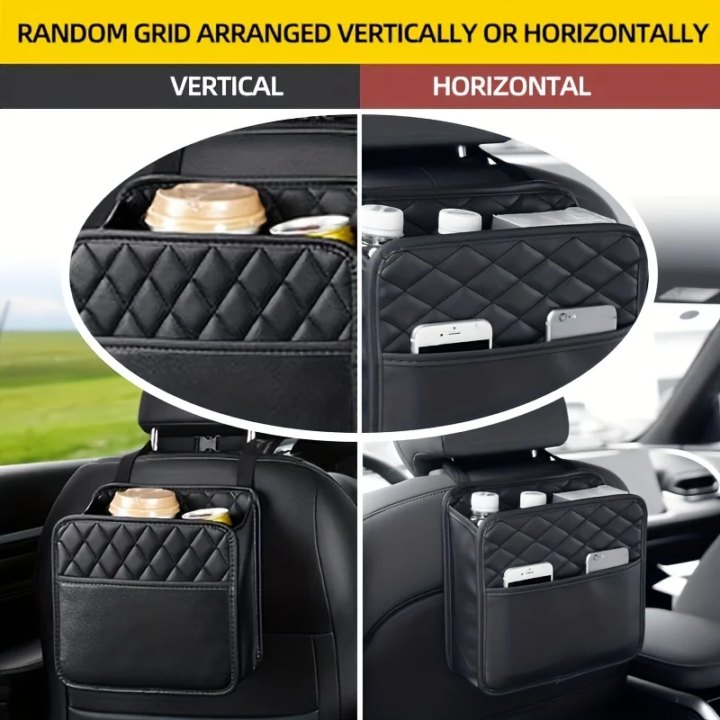 Premium Synthetic PU Leather Car Seat Storage Bag - Universal For All Car Models - Keep Your Car Clean And Organized