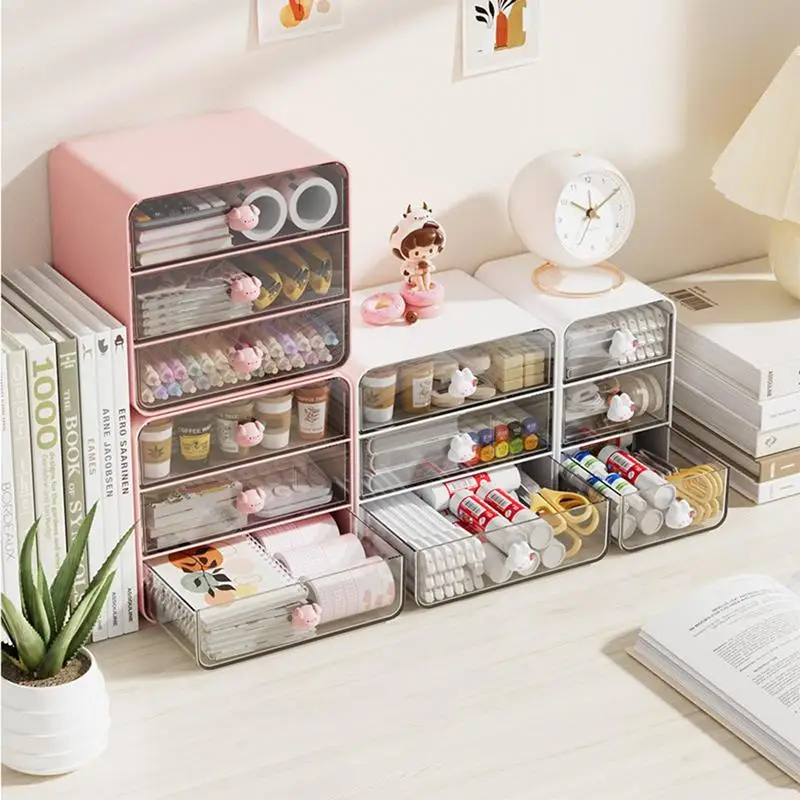 Mini Drawer Organizer Small Organizer with Drawers Plastic Desktop Storage  Box, Transparent Small Drawer Desk, Plastic Mini Storage Box, Rabbit