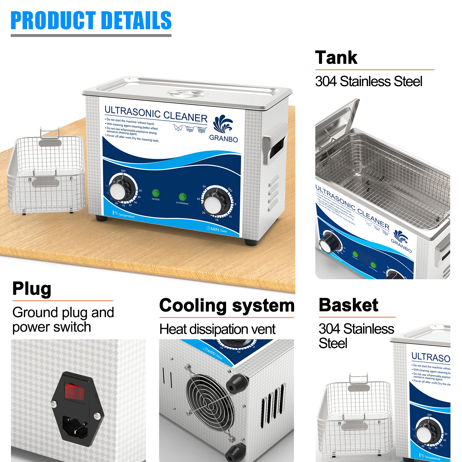 4.5L 180W Ultrasonic Cleaner with Timer Knob Control 40KHz for Dental Tools 3D Models Auto Part Cleaning Machine Heater 5