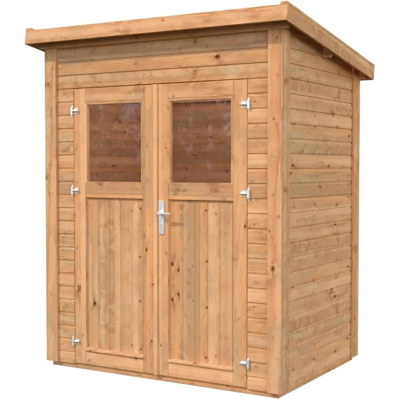

Storage with Floor, Doors, Plexiglass Windows, Pent Roof Nordic Spruce Wood for Garden, Yard Medium Brown, 6'x4' (URB6X43781)