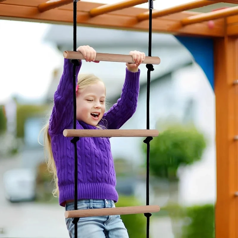 Children Climbing Rope Ladder Wooden 160cm Indoor Outdoor