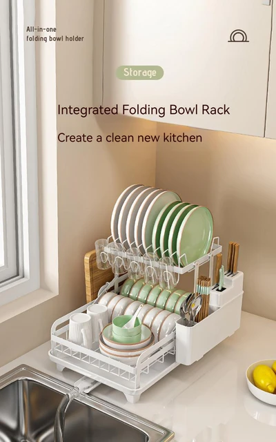 Multifunction Dish Drying Rack with Drainboard Dish Storage Racks Utensil  Holder and Knife Slots Dish Drainer for Kitchen Sink - AliExpress