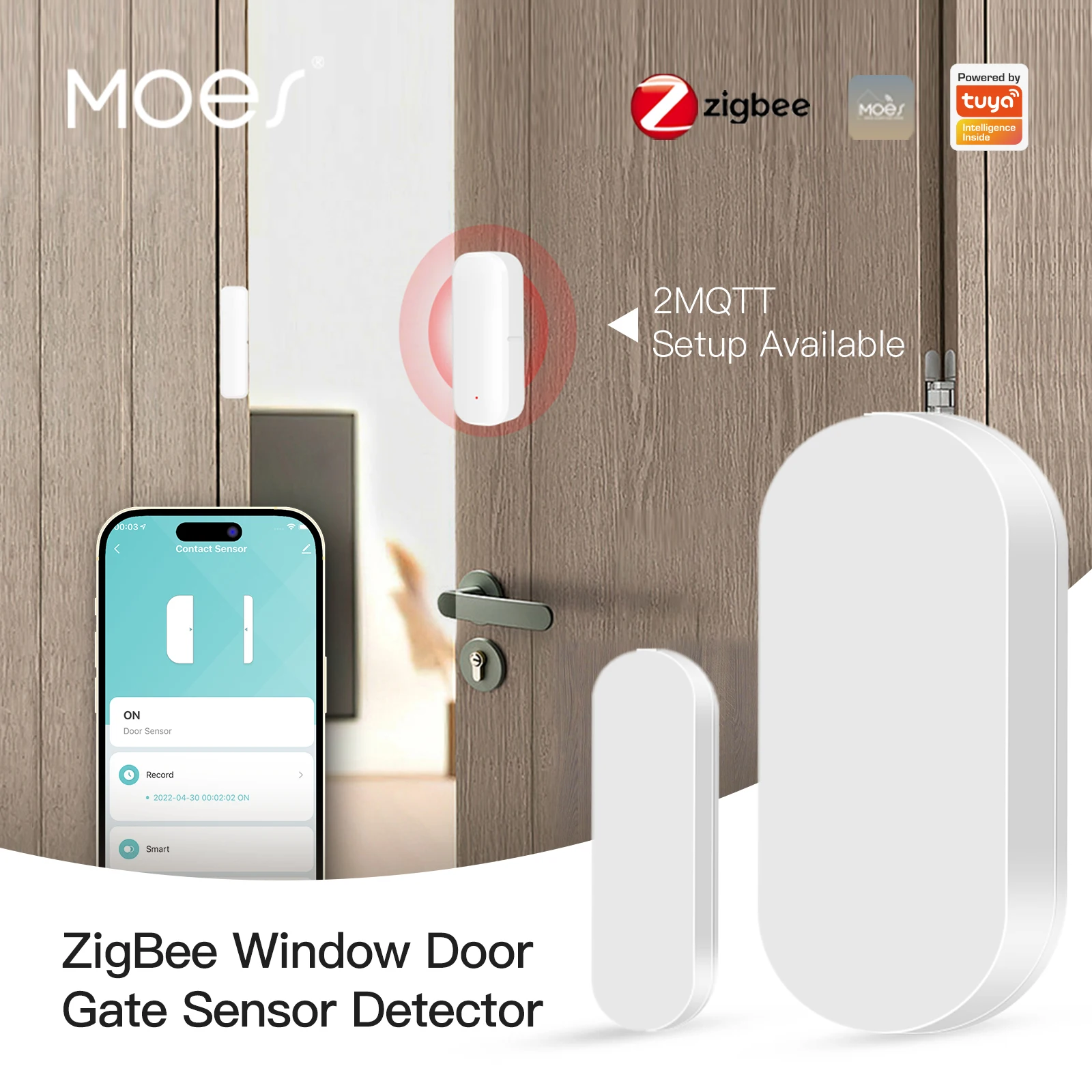 MOESTuyaSmartZigbeeDoorWindowSensorSmartDoorOpenClosedDetectorsSecurityAlarmSystem