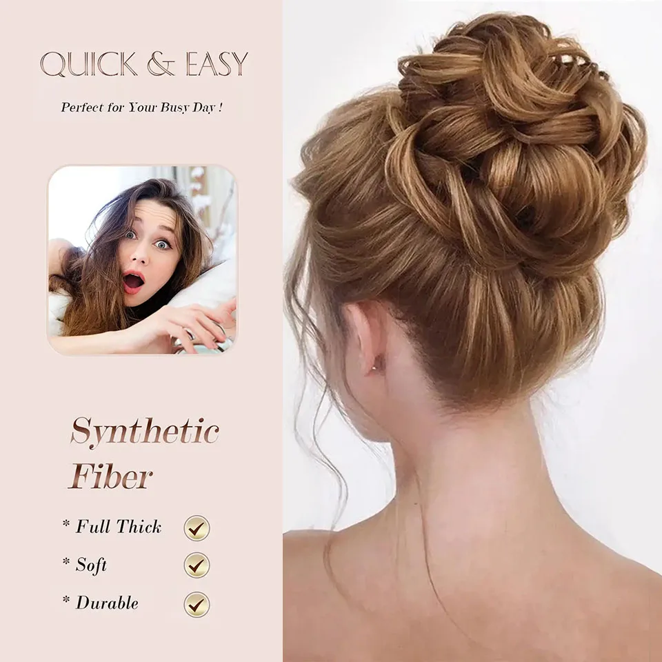 Synthetic Wavy Curly Hair Bun Clip for Women