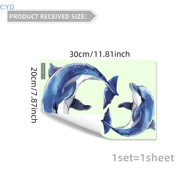 Glow-in-the-dark Dolphin Toilet Sticker Self-adhesive Waterproof PVC Children's Room Bedroom Bathroom Home Decoration Sticker