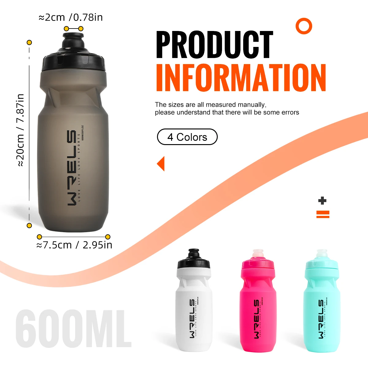 WRELS Bicycle Water Bottle 600ml Bike Bottle Outdoor Sport Cycling Kettle Bike Portable Cup bicycle water bottle water bottle sports bottle