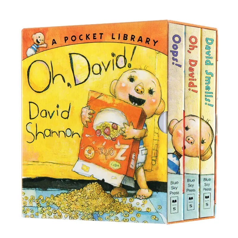 

Milu Original English Oops Oh David SmellS 3Pcs Picture Book Shannon Board Story