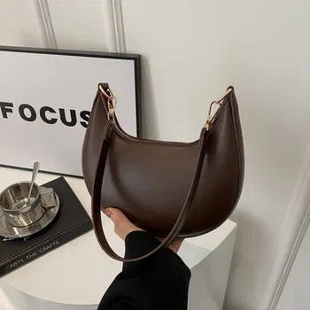 Women’s Luxury Moon Shoulder Bag | Elegant Baseball Style Leather Handbag