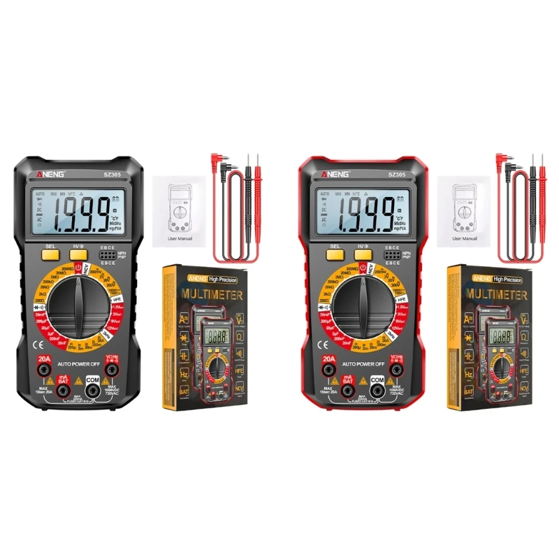 

Portable Digital Multimeter Voltmeter 1999 Counts Current Resistance Dropship