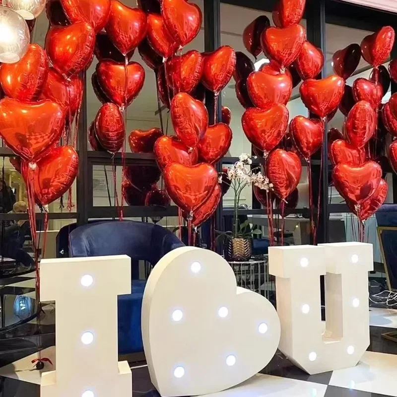 18Inch Red Heart Balloons Inflatable Love Shaped Aluminum Foil Balloon ...