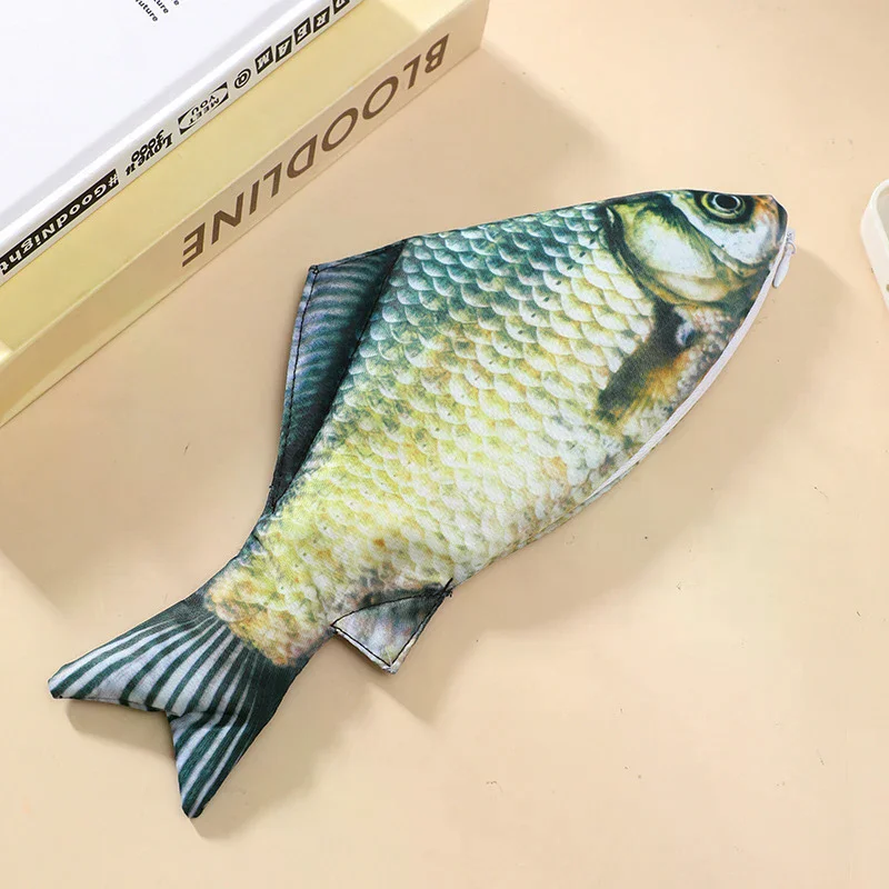 대용량 연필 파우치 귀여운 연필 가방 재미있는 개학 용품 선물 창의적인 모조 소금에 절인 생선 모양 연필