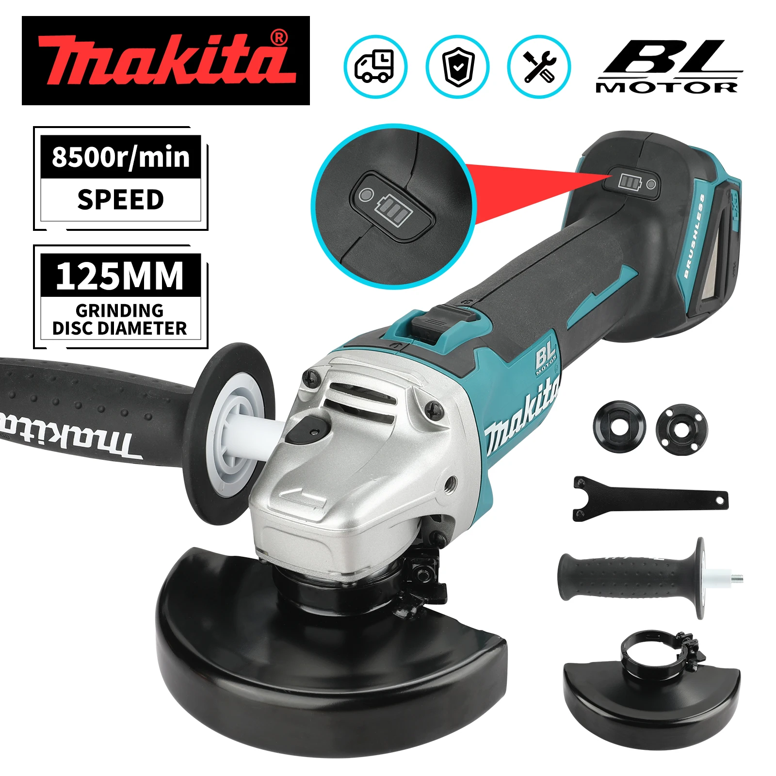 Makita 18V 6.0Ah 125mm Brushless Lithium Battery Angle Grinder