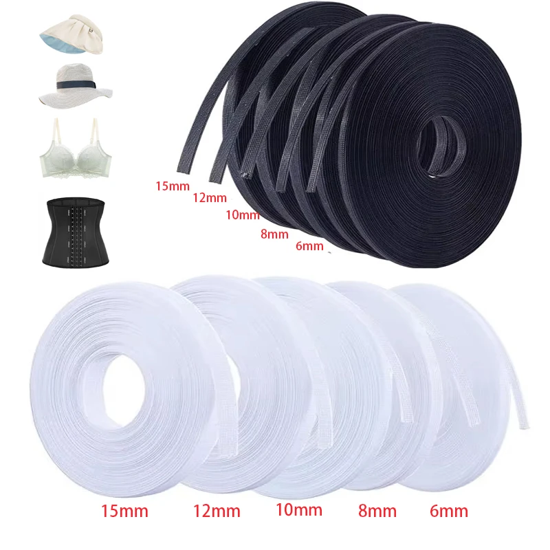 50 yards 4-15mm Wedding Dress Bra Plastic Bone Shaping Accessories Webbing DIY Sewing Craft Clothing Underwear Corsets Material