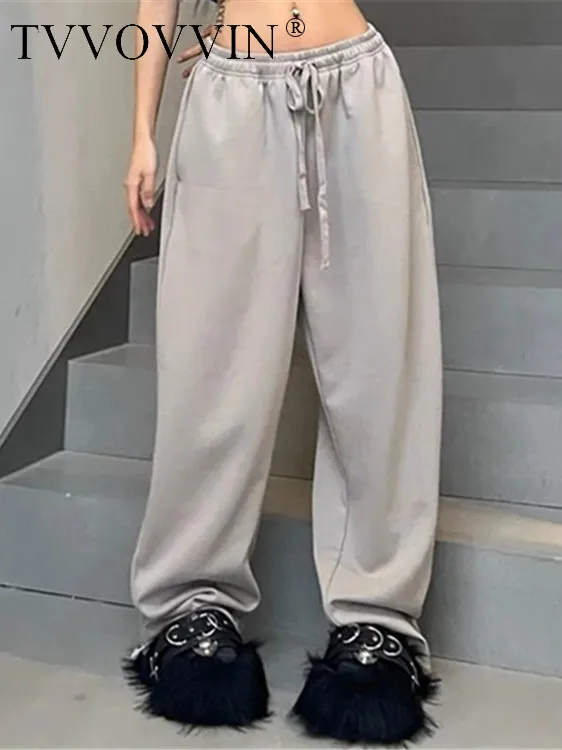 

TVVOVVIN Autumn Sports Pants Women's High Waisted Student Harlan Pants Versatile High Waist Casual Straight Barrel Banana 4TZI