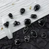 10PCS Punk Sparkle Black Diamonds Inlaid Full Gems Edge Alloy Nail Art Rhinestones Jewel Decorations Manicure Cool Dark Charms 3