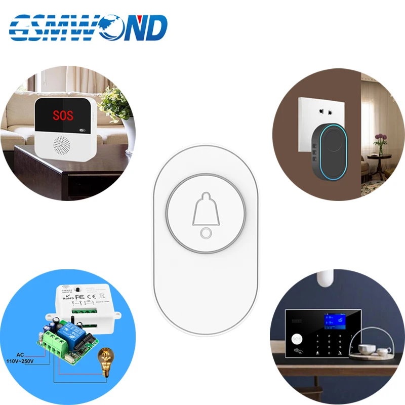 433MHz Wireless Outdoor Waterproof Button Home SOS Emergency Button Night Fluorescent Function For Doorbell Relay Alarm System