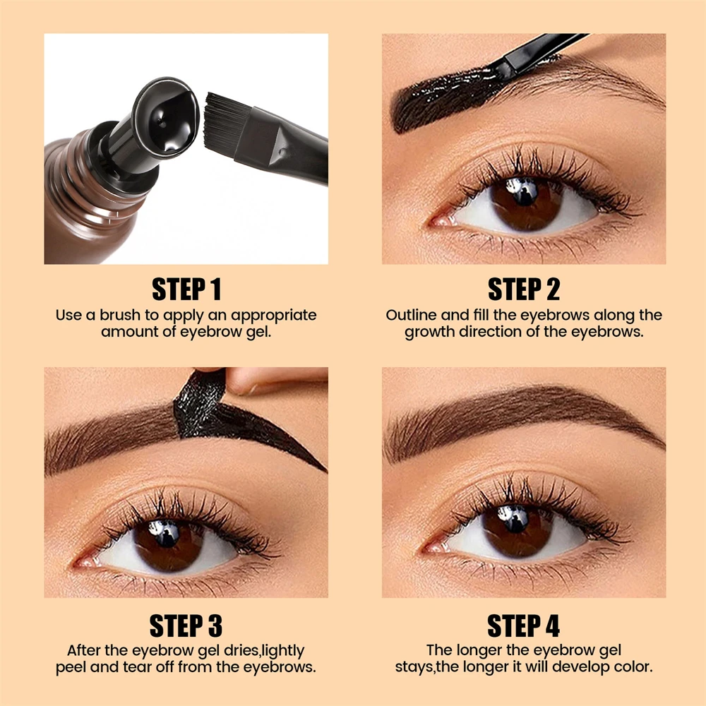 Tear-Off Eyebrow Gel And Brush Combined Long-Lasting Intense Color Sweat-Resistant Semi-permanent Peeling Brow Tint Eye_voghion.com
