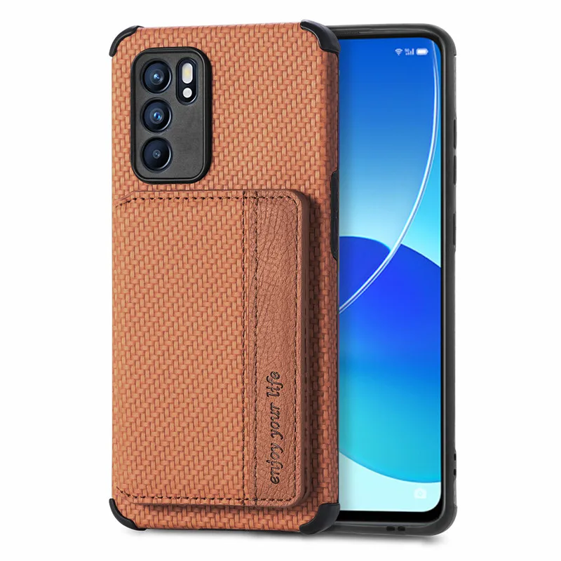 phone carrying case RFID Blocking Leather Card Magnetic Case for OPPO Reno 6 Pro Plus 5G Back Cover Reno 5 Lite 5F 5Z A74 A 54 94 Realme C25s Case neck pouch for phone Cases & Covers