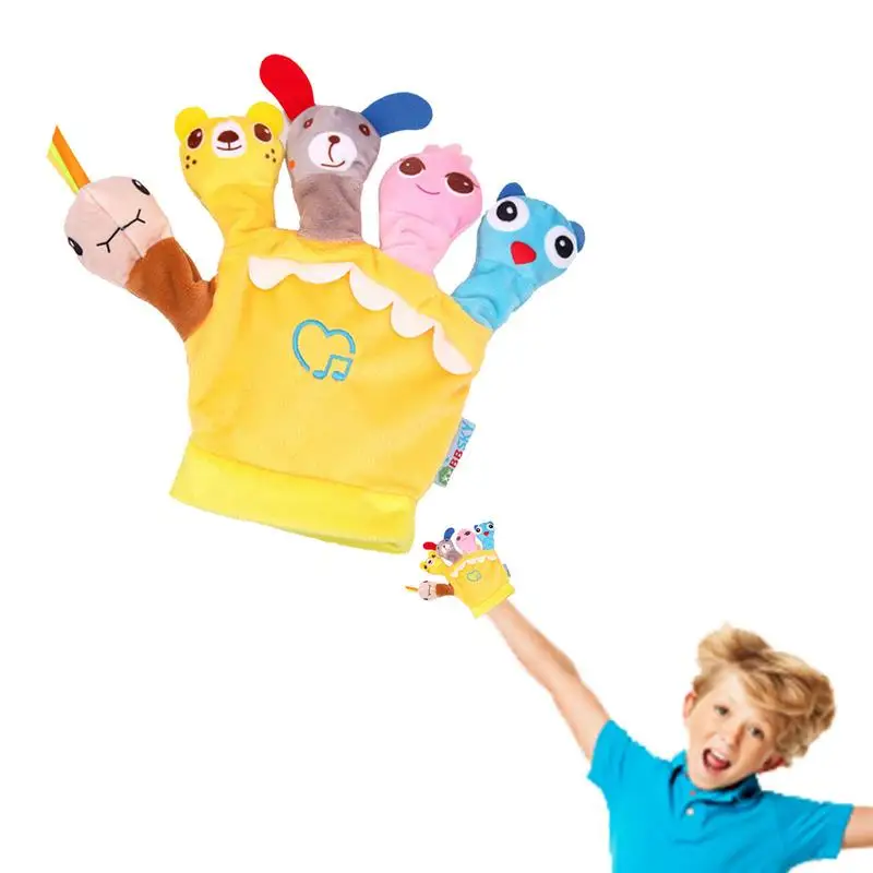

Plush Animal Finger Puppet Toy Cartoon Animal Puppets Finger Toys Set Built In Music Cartoon Imaginative Play Animal Finger Toys