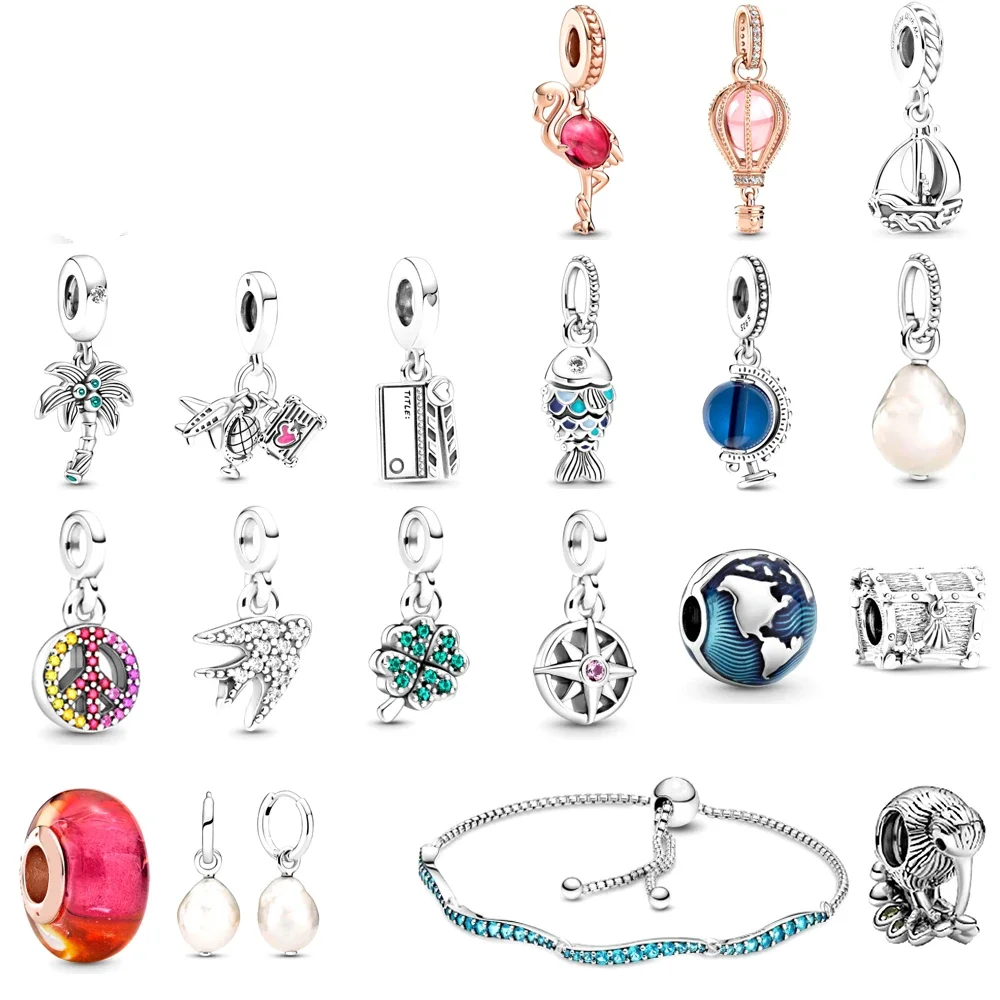 

NEW 100% 925 Sterling Silver 2021 Ocean Summer Collection Pendant Charm Fit DIY Women Bracelet Original Fashion jewelry Gift