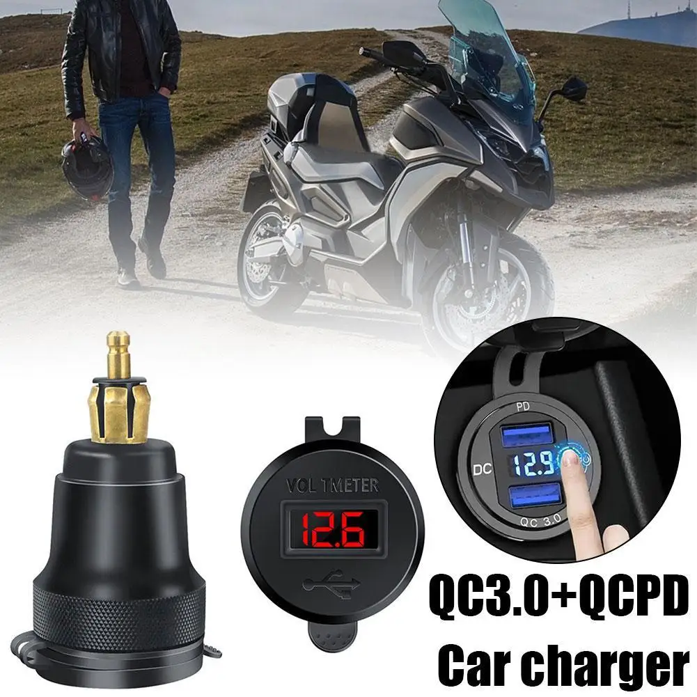 

Car Motorcycle Charger Dual USB QCPD Fast Charger 12-24V QC3.0 Aluminum Alloy Charging Adapter For BMW R1200GS R1250GS F800GS