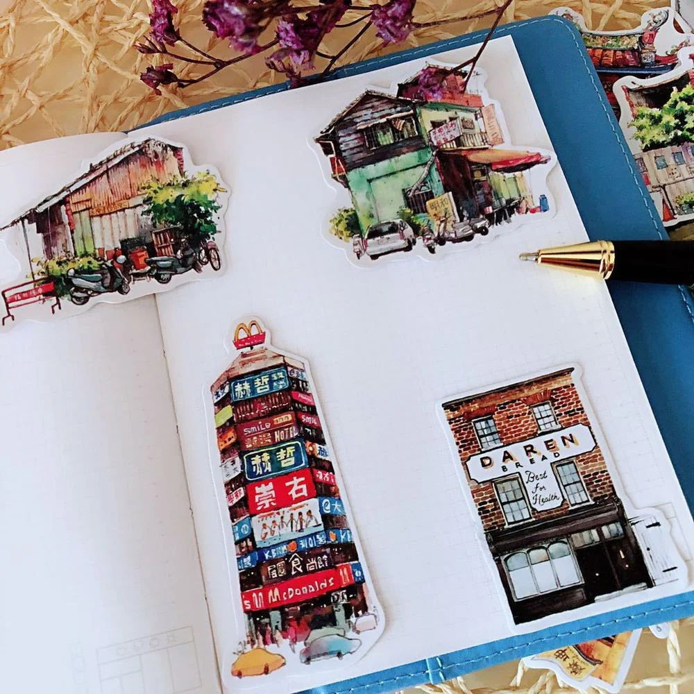 여행 건축 풍경 관광 스티커, 대만 스위트 샵 스티커, PVC 문구 스크랩북, DIY 일기 앨범 라벨, 41 개