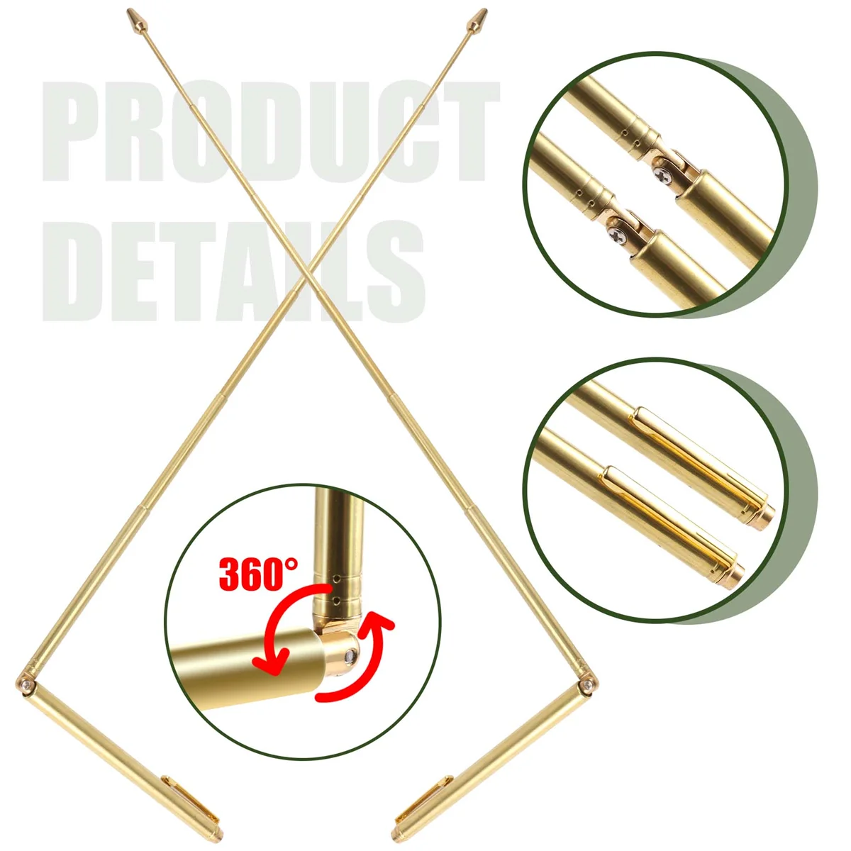 Dowsing Rods Retractable Divining Rods Portable Pen Shape L for Ghost Hunting Tools Divining Water Etc. 2PCS