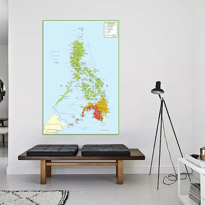 The Philippines Administrative Map Poster Wall Art Print Canvas Painting Office Supplies Living Room Home Decor 100*150cm