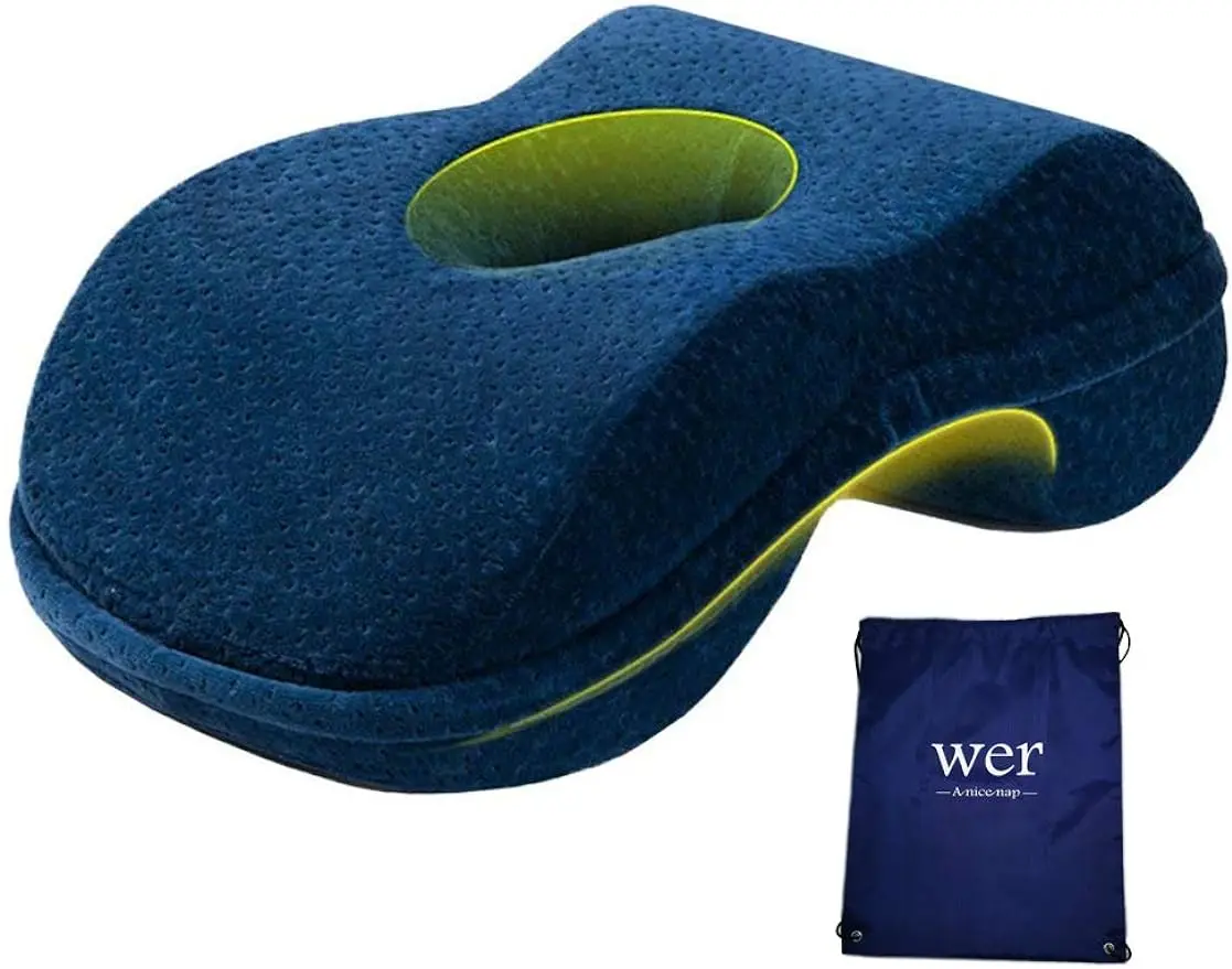 

Soft Nap Donut Pillow, Ergonomic Memory Cotton Wedge Pillow for Sleeping, Desk Nap Pillow Comfortable Washable Velvet Cover